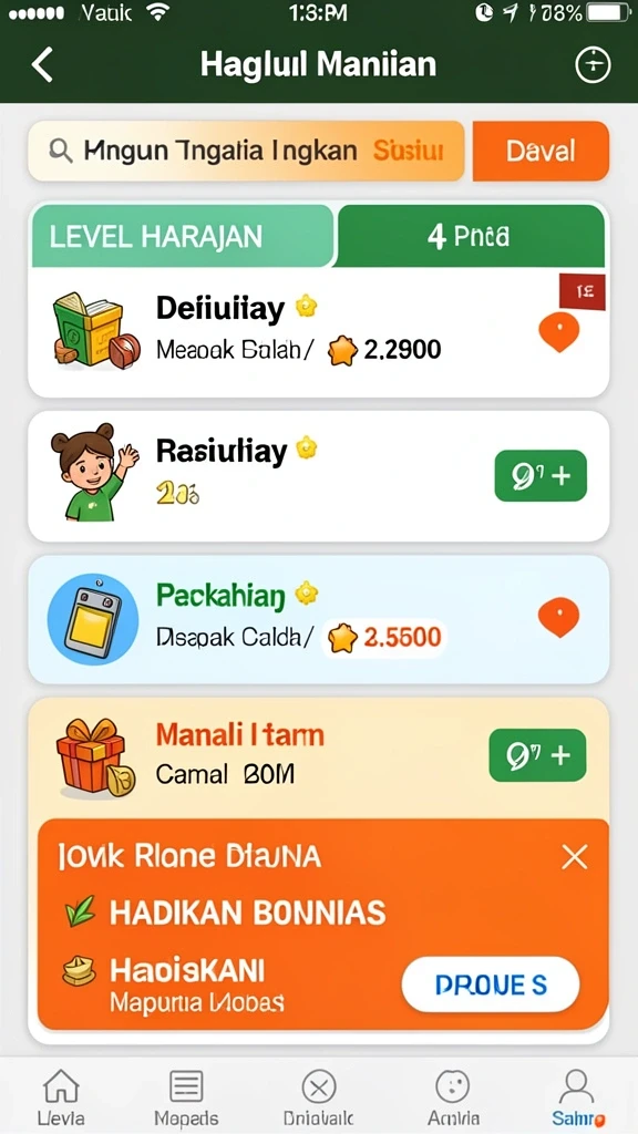 Menu karakter yang beragam dan menarik.