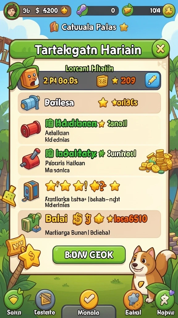Tampilan misi yang menarik untuk diselesaikan.