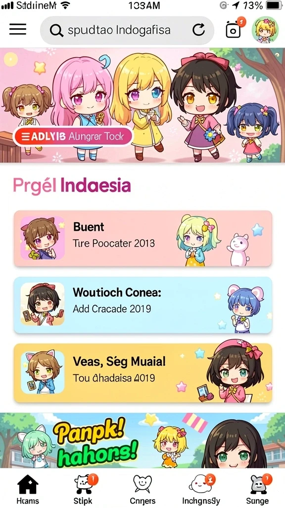 Gambaran fitur sosial yang memungkinkan pemain berinteraksi.