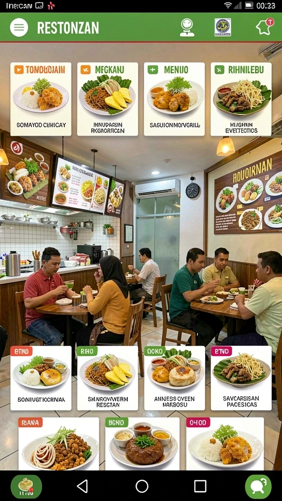 Tampilan antarmuka pengguna yang menarik dan informatif.